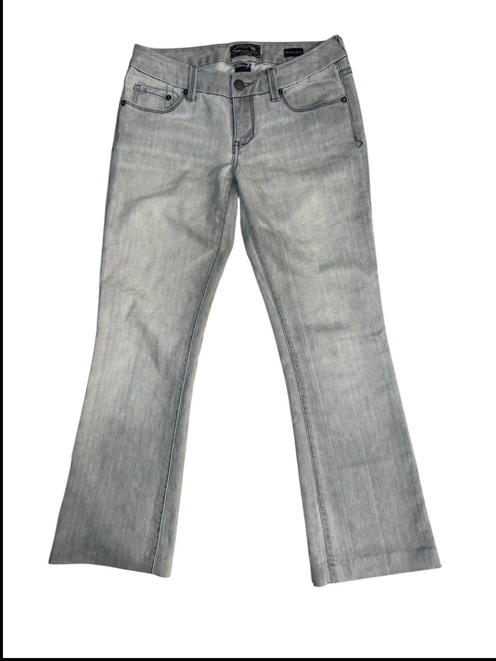 Seven7 Women's Y2K Light Gray Bootcut Flare Jeans